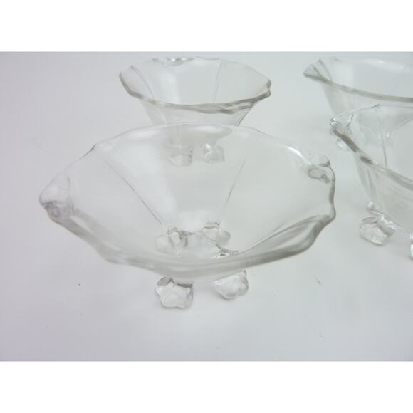 Vintage Salt Cellar Dipping Bowls Footed Small Dishes Glass - Picture 3 of 5